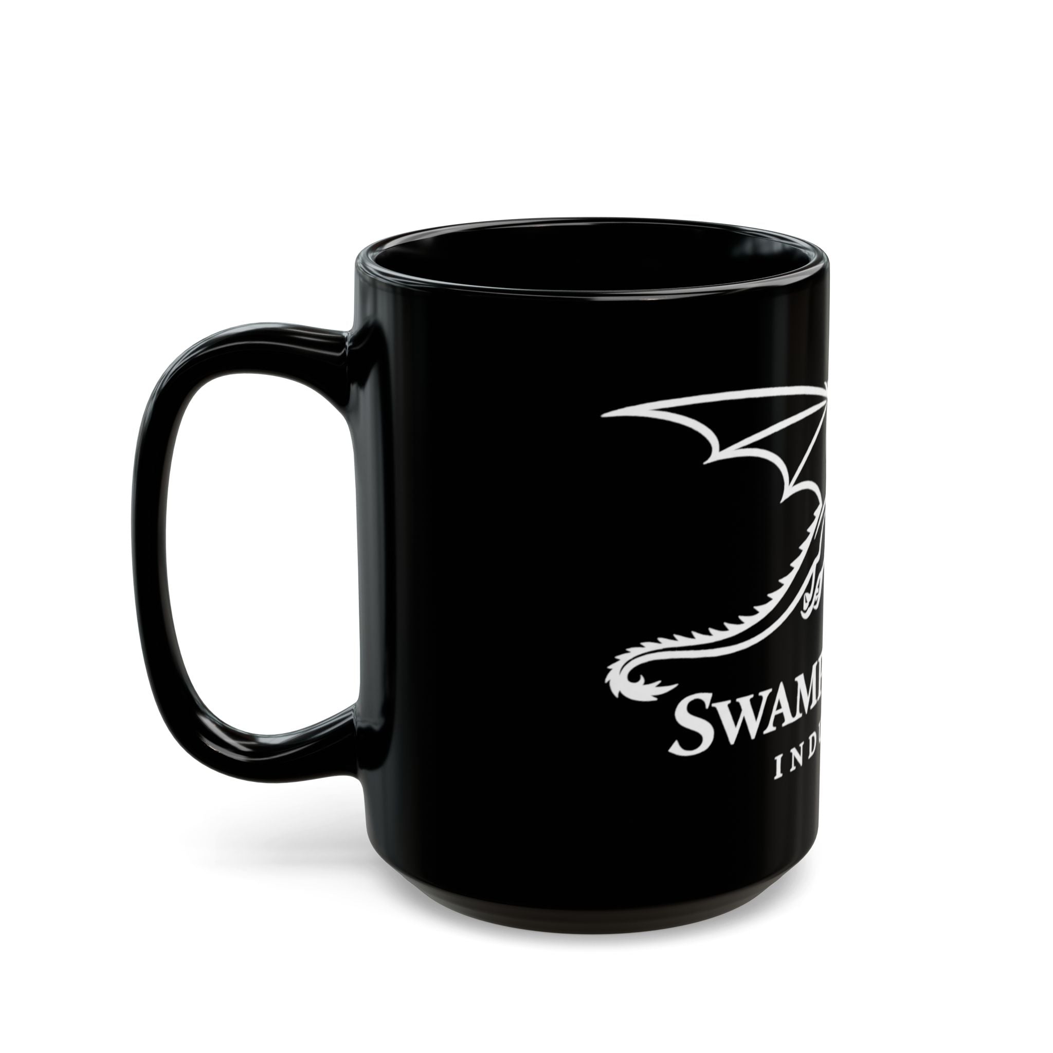 Swamp Dragon Industries Smooth line logo Mug | Black ceramic coffee mug, 11oz or 15oz