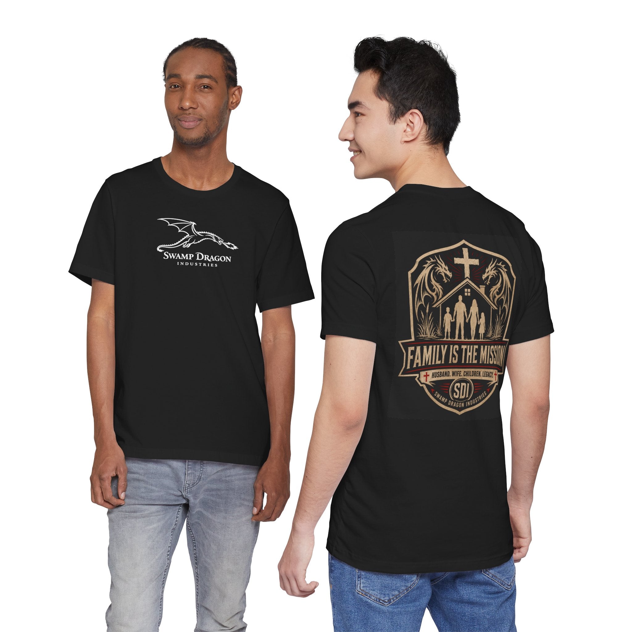 Family Is The Mission T-Shirt | Christian Cross, Family Silhouette, Faith Emblem