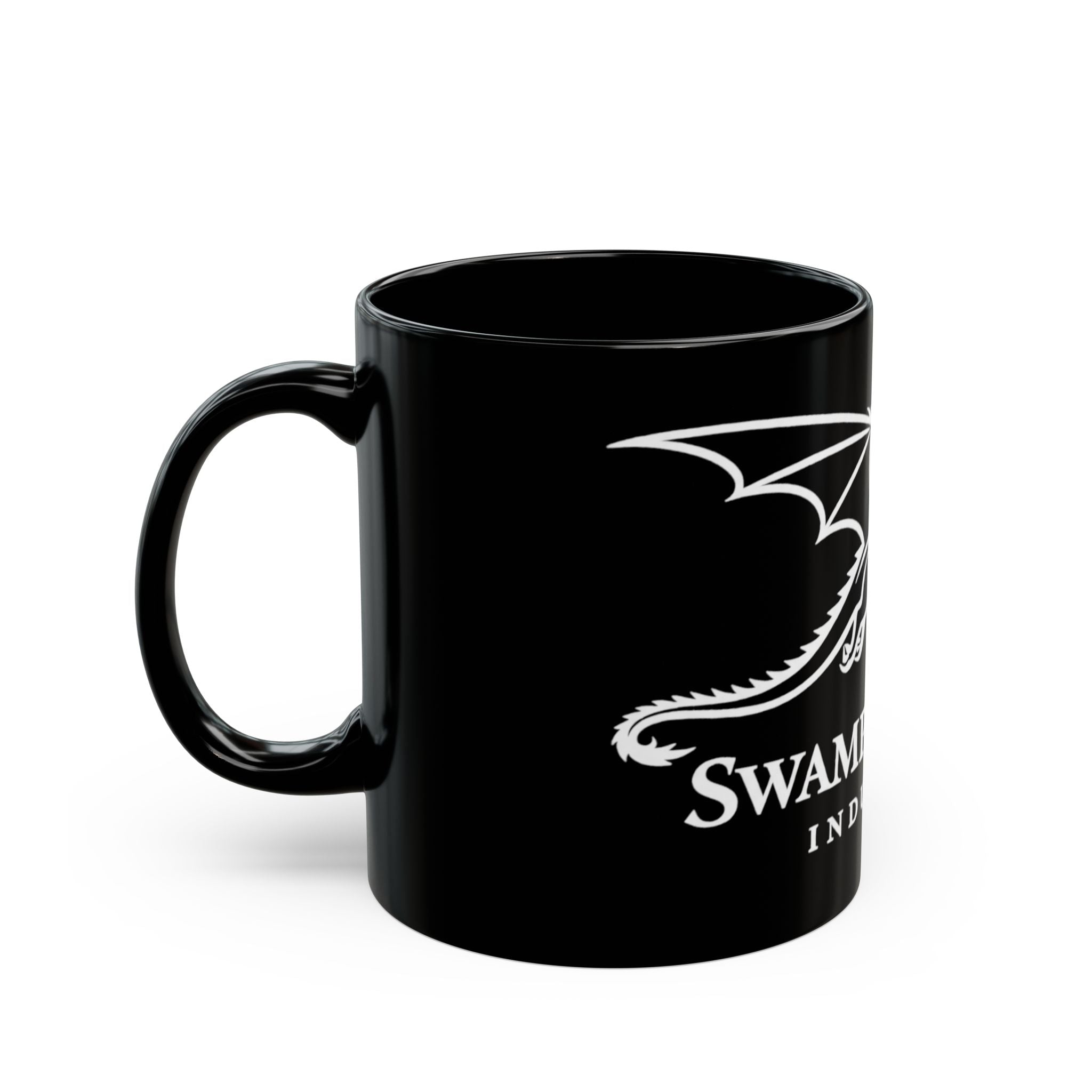Swamp Dragon Industries Smooth line logo Mug | Black ceramic coffee mug, 11oz or 15oz