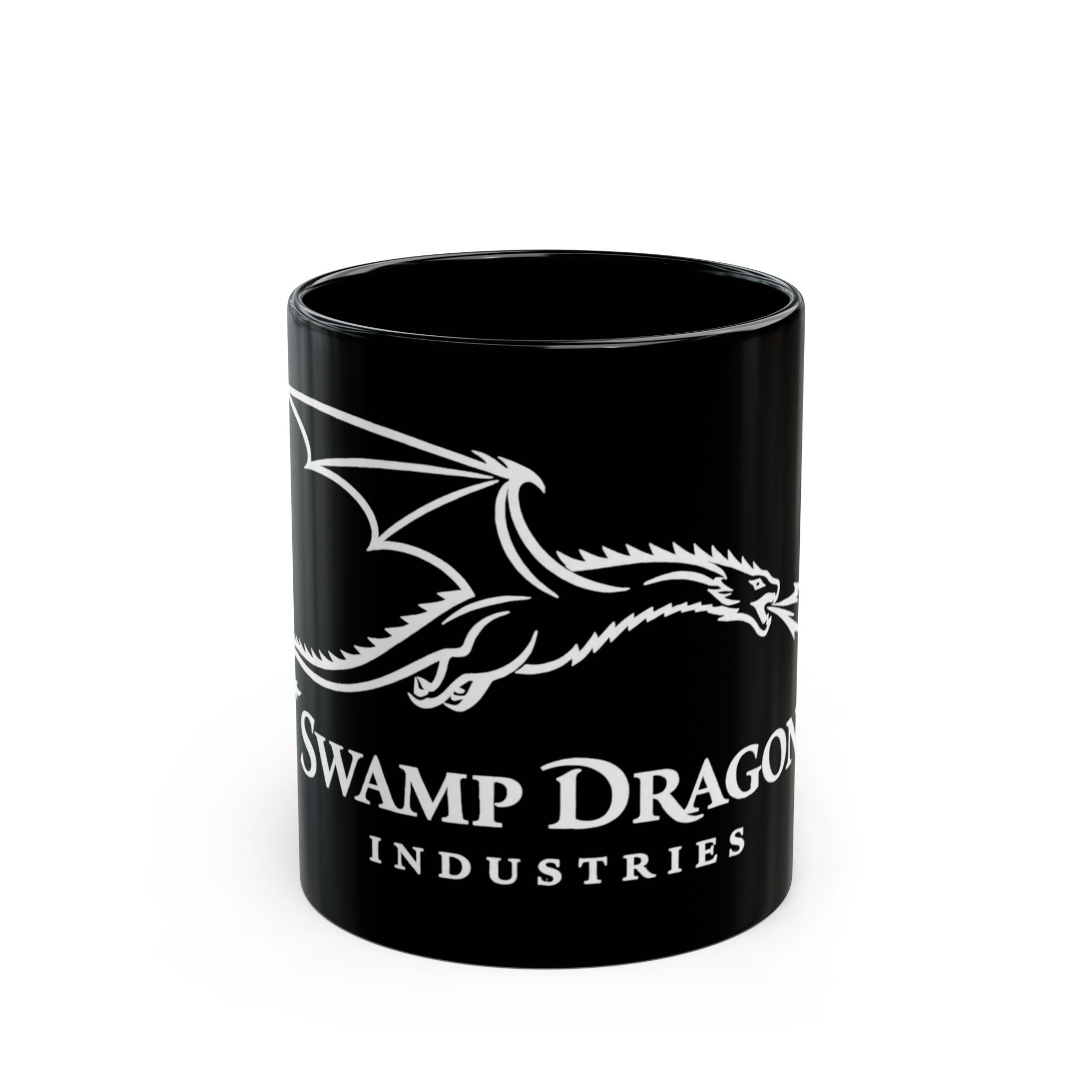 Swamp Dragon Industries Smooth line logo Mug | Black ceramic coffee mug, 11oz or 15oz