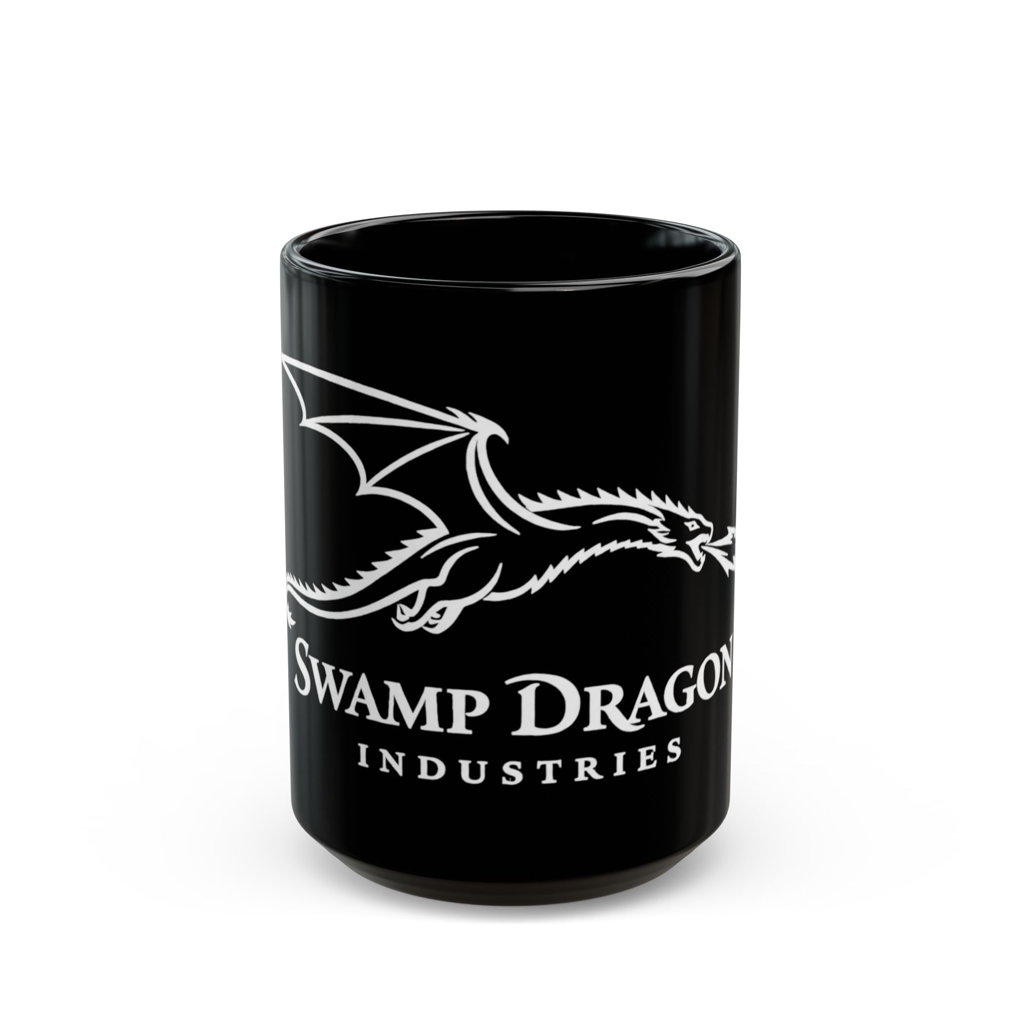 Swamp Dragon Industries Smooth line logo Mug | Black ceramic coffee mug, 11oz or 15oz