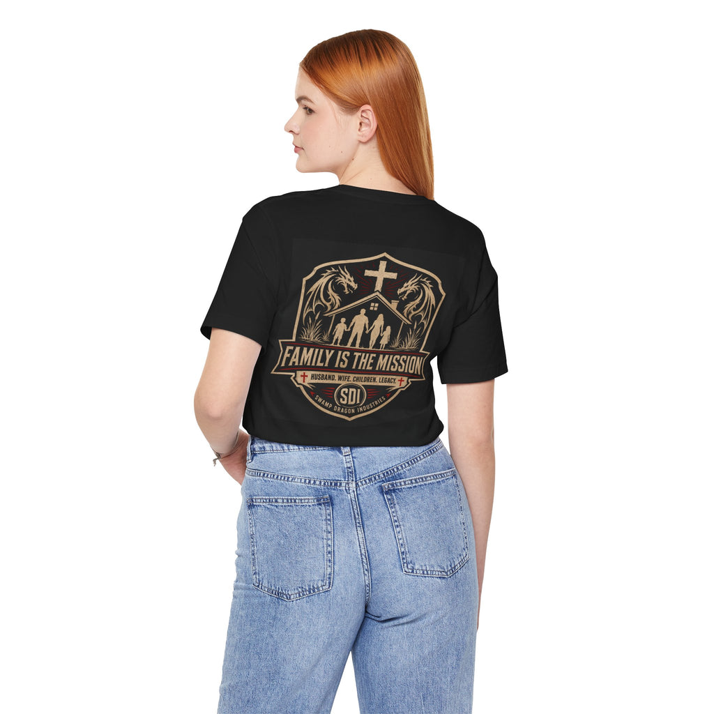 Family Is The Mission T-Shirt | Christian Cross, Family Silhouette, Faith Emblem