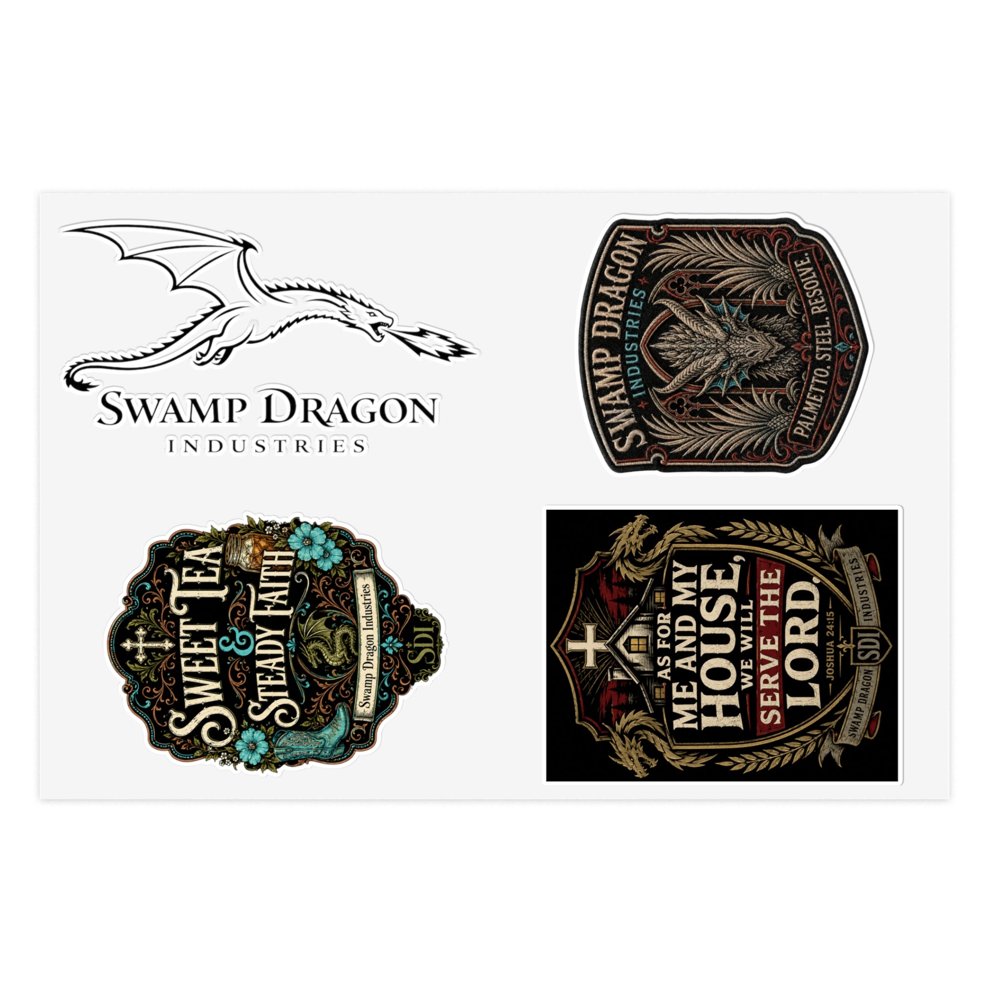 Swamp Dragon Industries Sticker Sheet | Southern Faith Tactical Outdoor Vinyl Decals